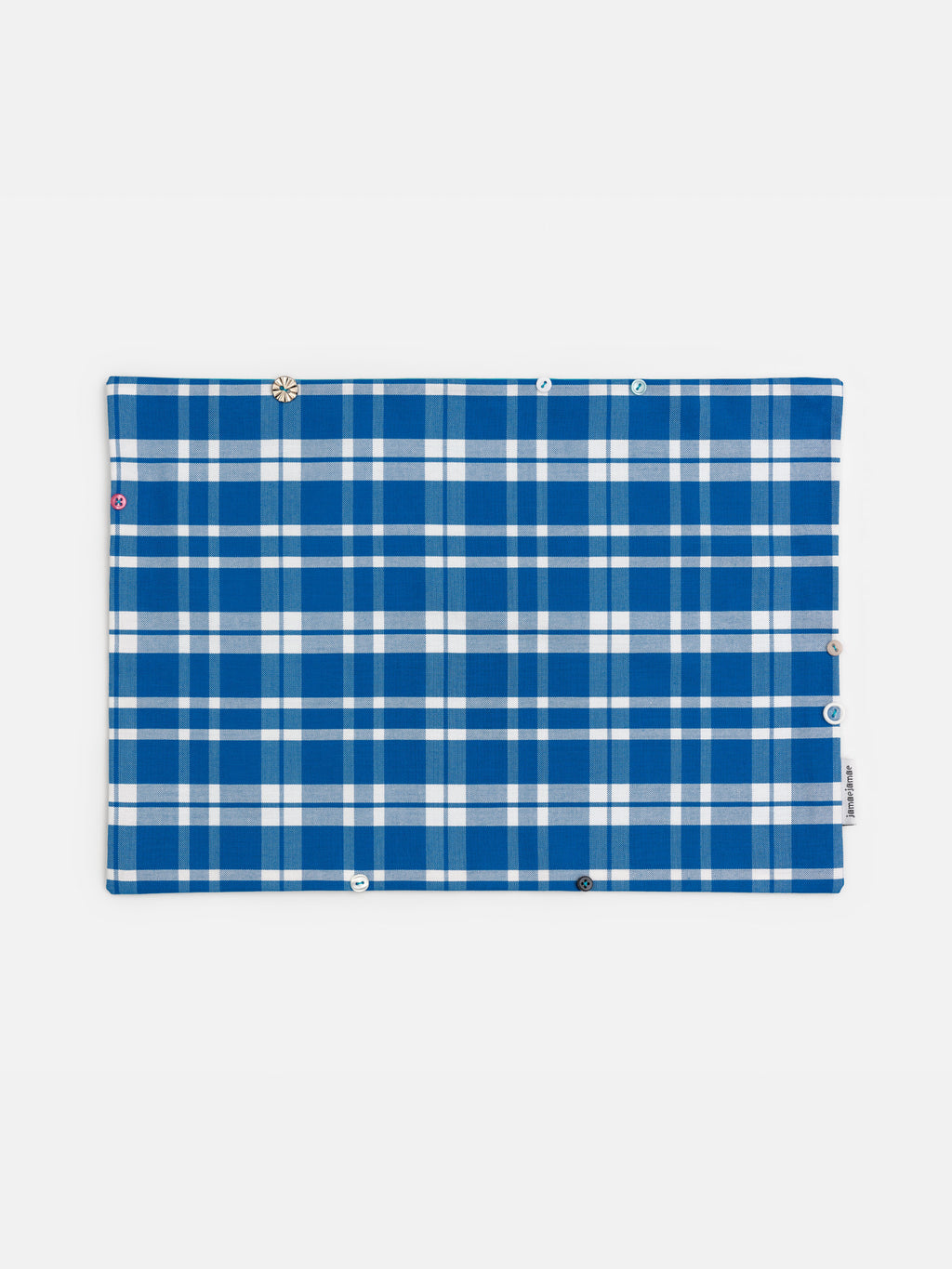 buttoned placemats - blue check