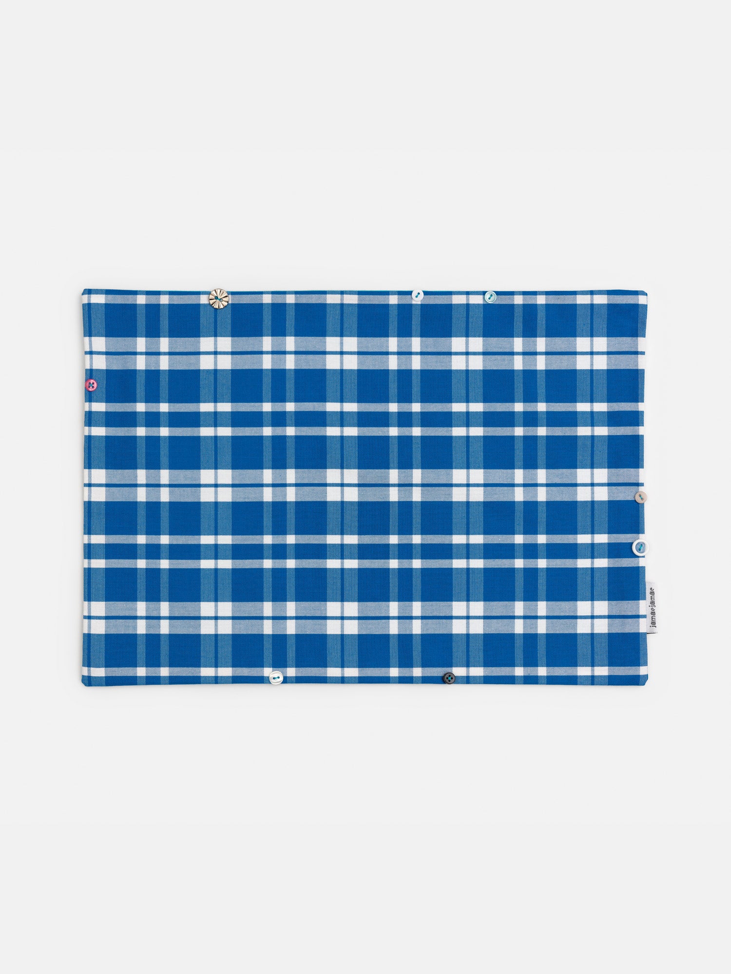 buttoned placemats - blue check