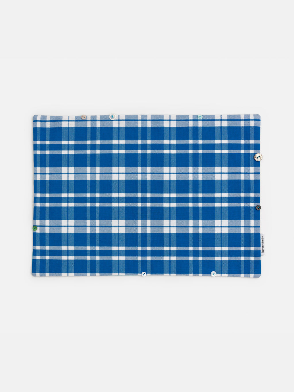 buttoned placemats - blue check