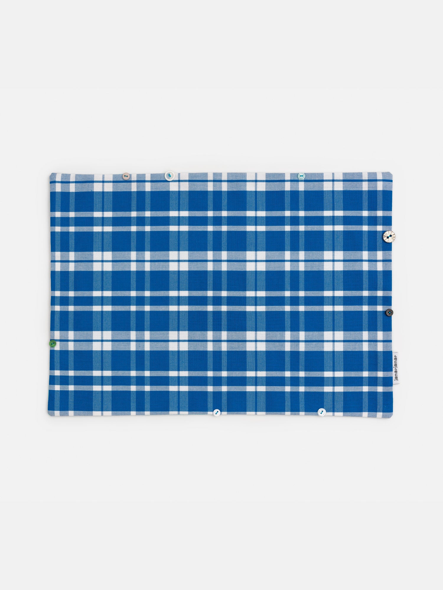 buttoned placemats - blue check