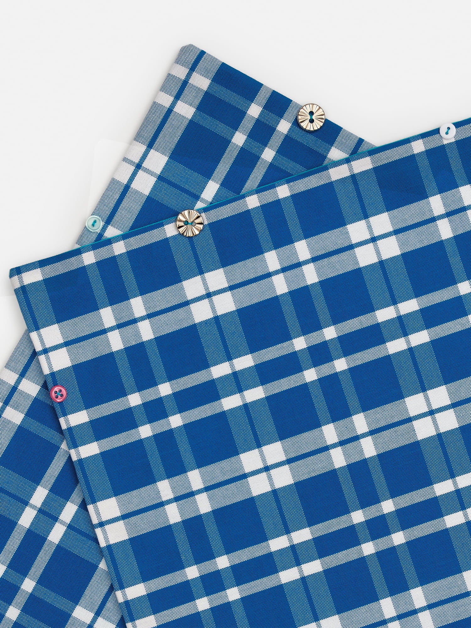 buttoned placemats - blue check