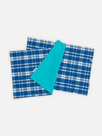 buttoned placemats - blue check