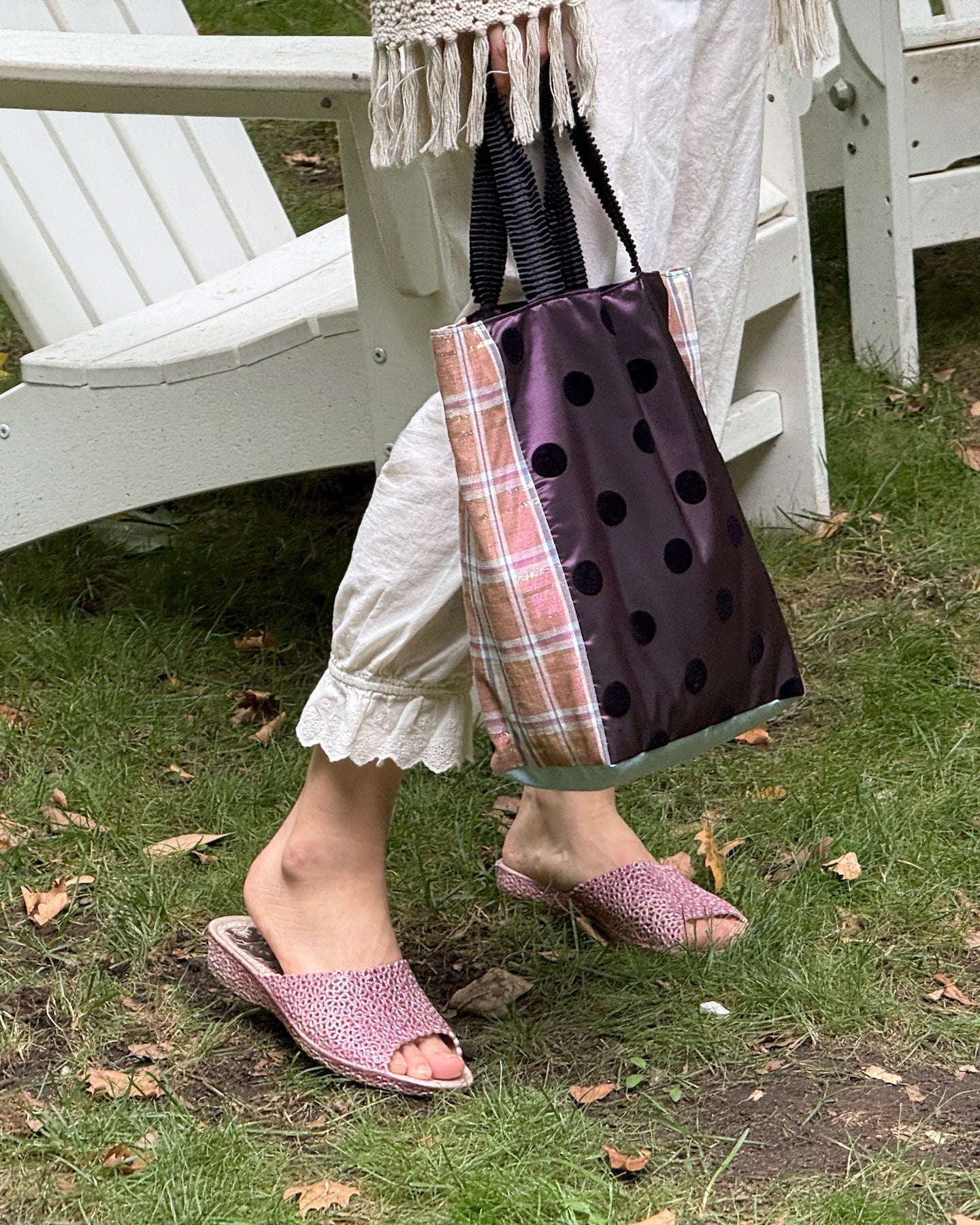 polka dot plaid bag