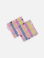 buttoned coasters - rainbow gingham