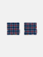 buttoned coasters - vintage plaid