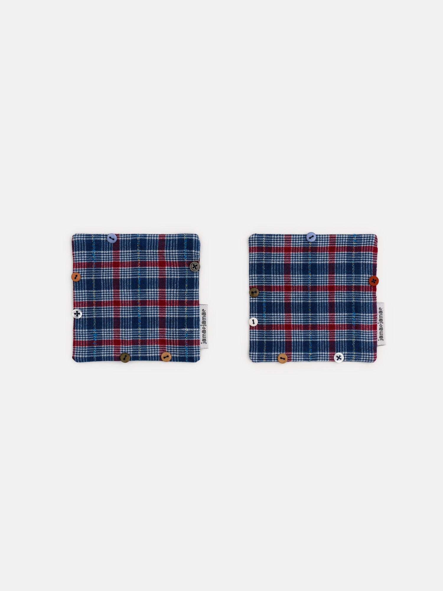 buttoned coasters - vintage plaid