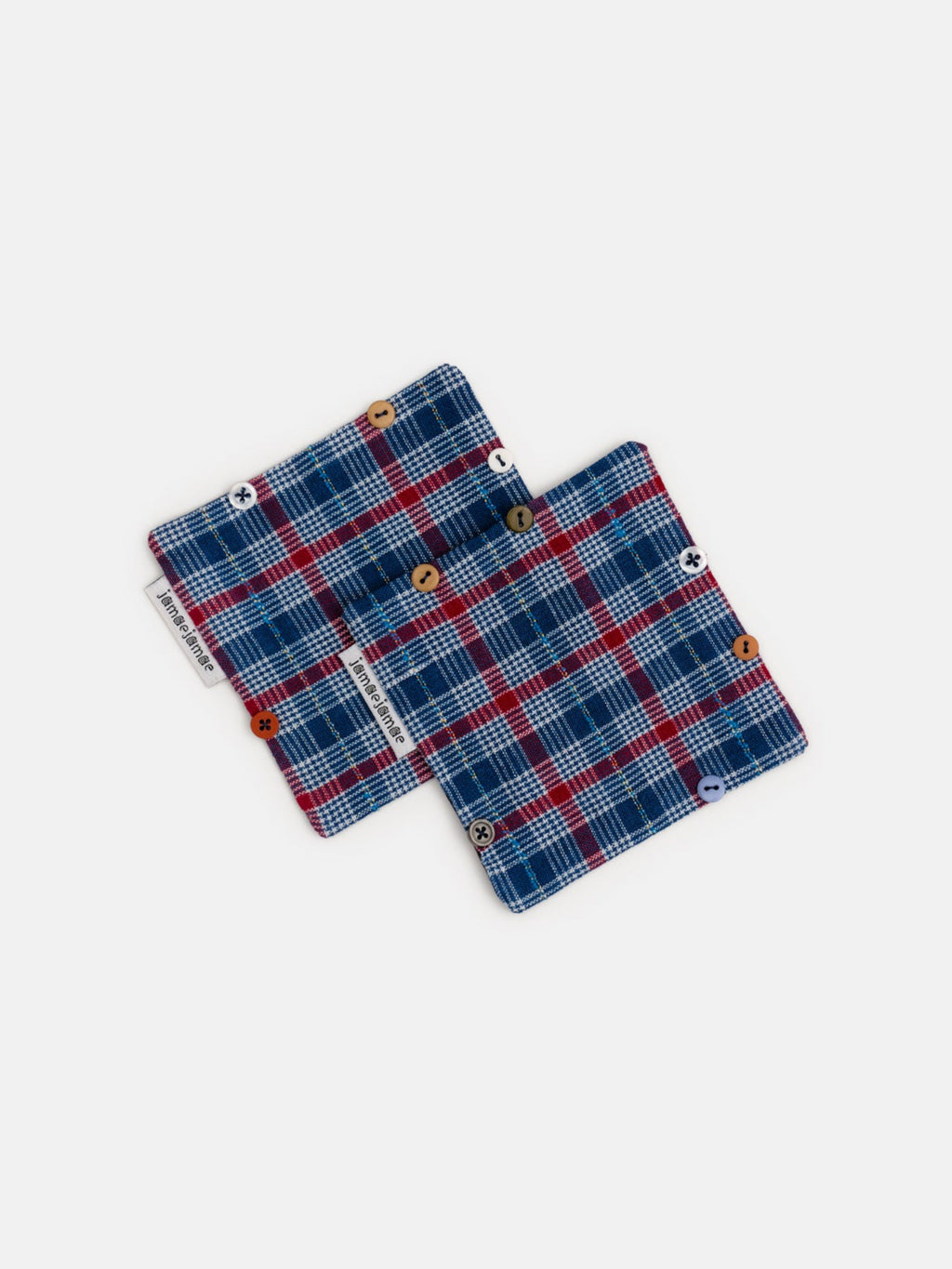 buttoned coasters - vintage plaid