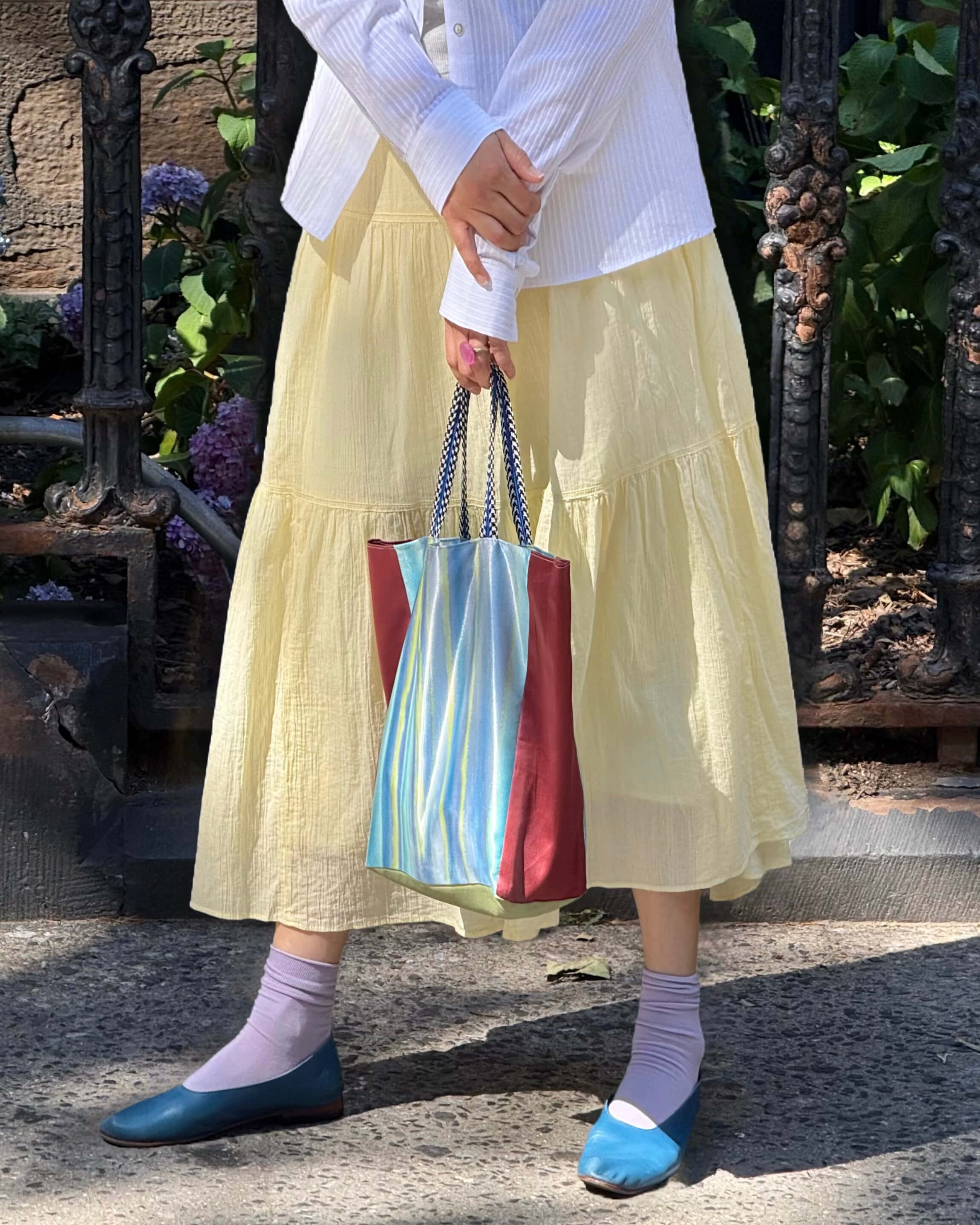 striped watercolor bag