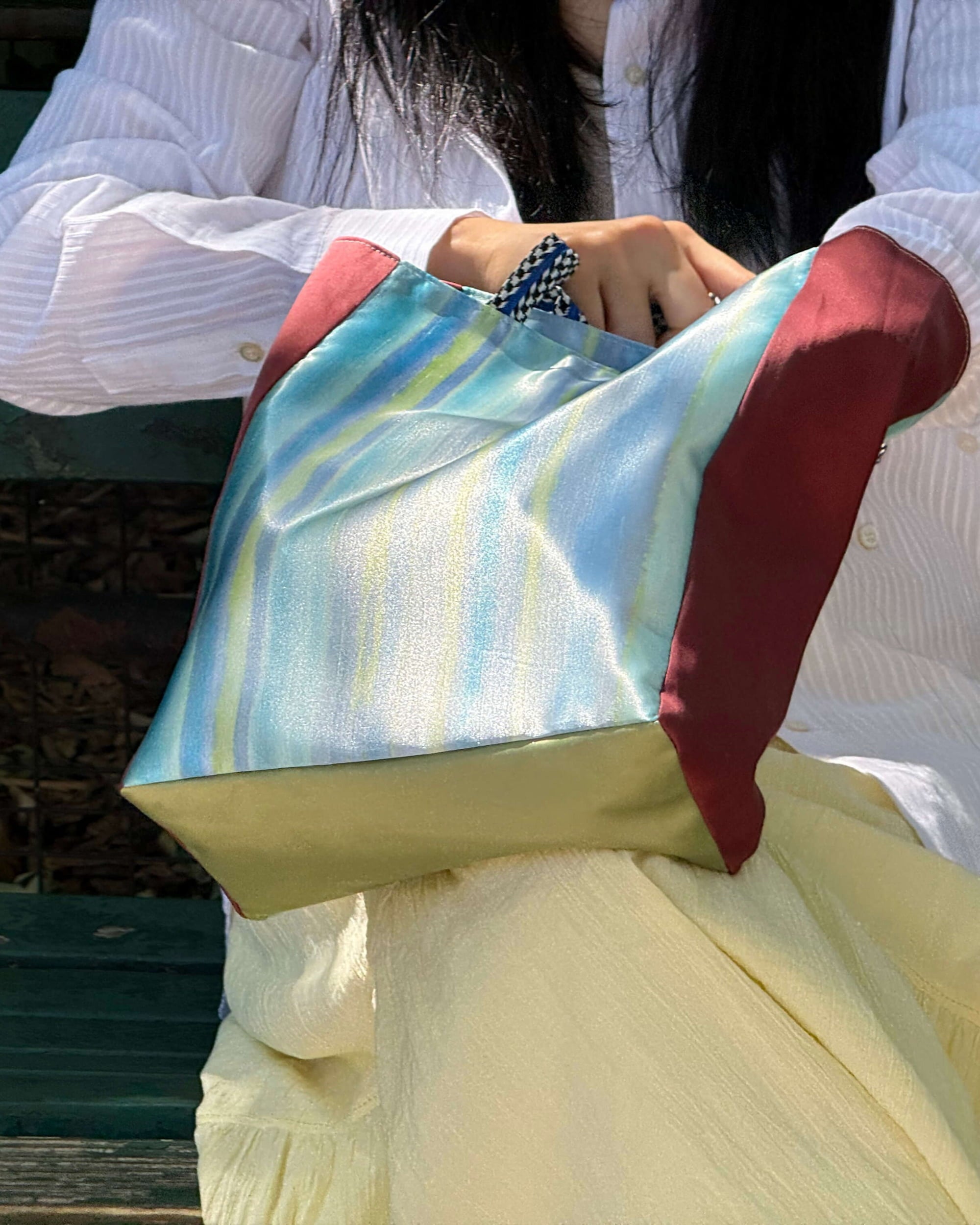 striped watercolor bag